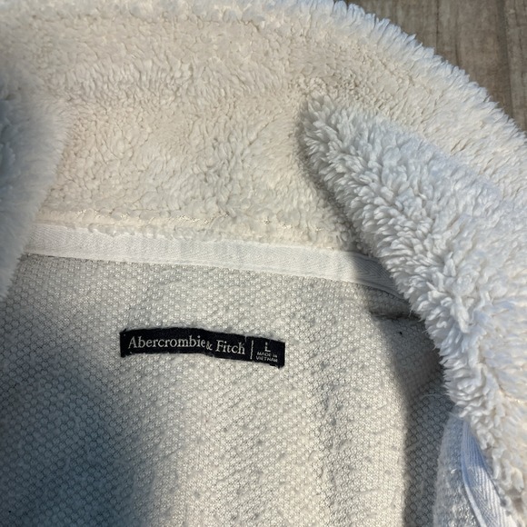 Abercrombie &‎ Fitch Soft Half Zip Chevron Sweatshirt Cream Camel Large - Picture 4 of 9